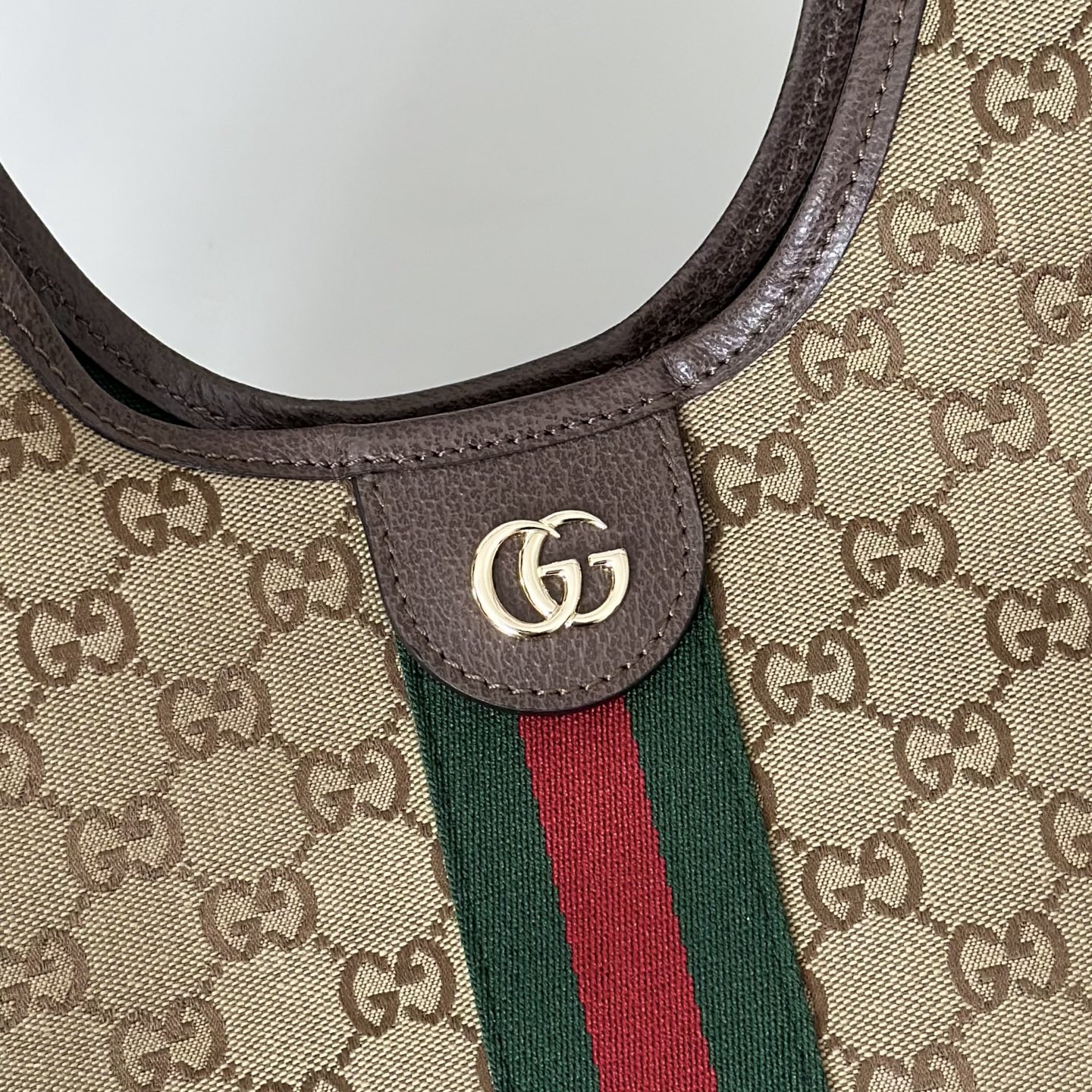 Gv*c*i Giglio Small Tote Bag In Beige And Brown GG Canvas-25*20*15CM