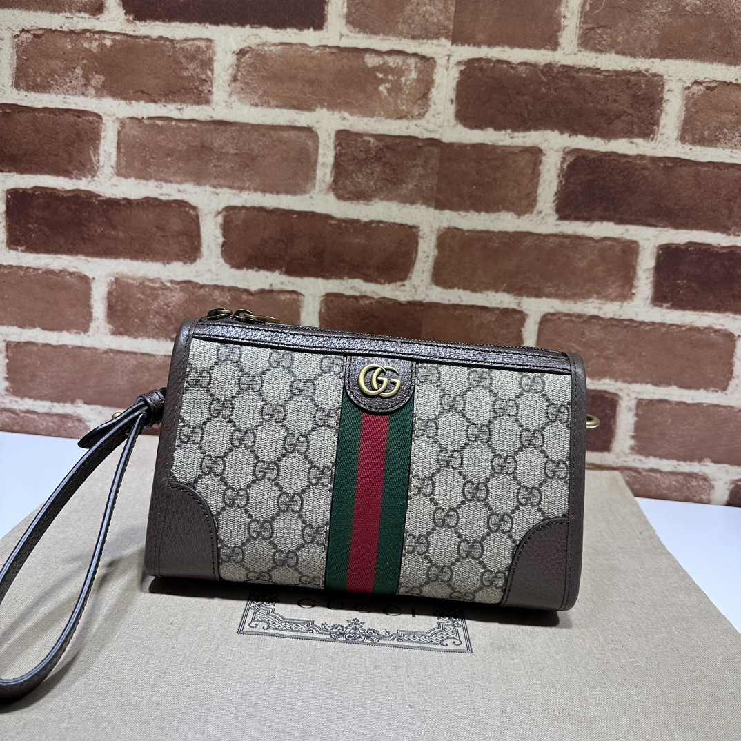 Guc*ci Ophidia Beige Pouch-24*35*10.5CM