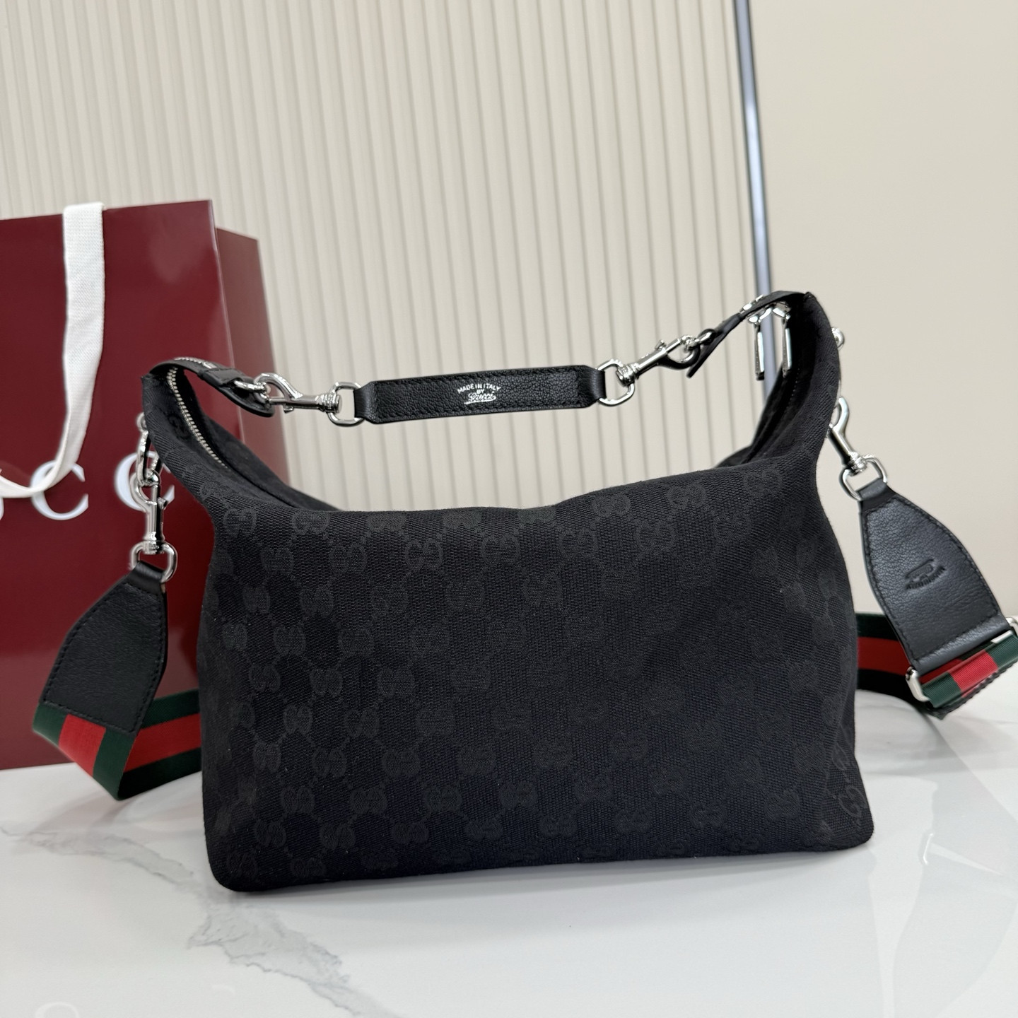 Gv*c* Brera Medium Crossbody Bag In Black Canvas-33*27*15CM