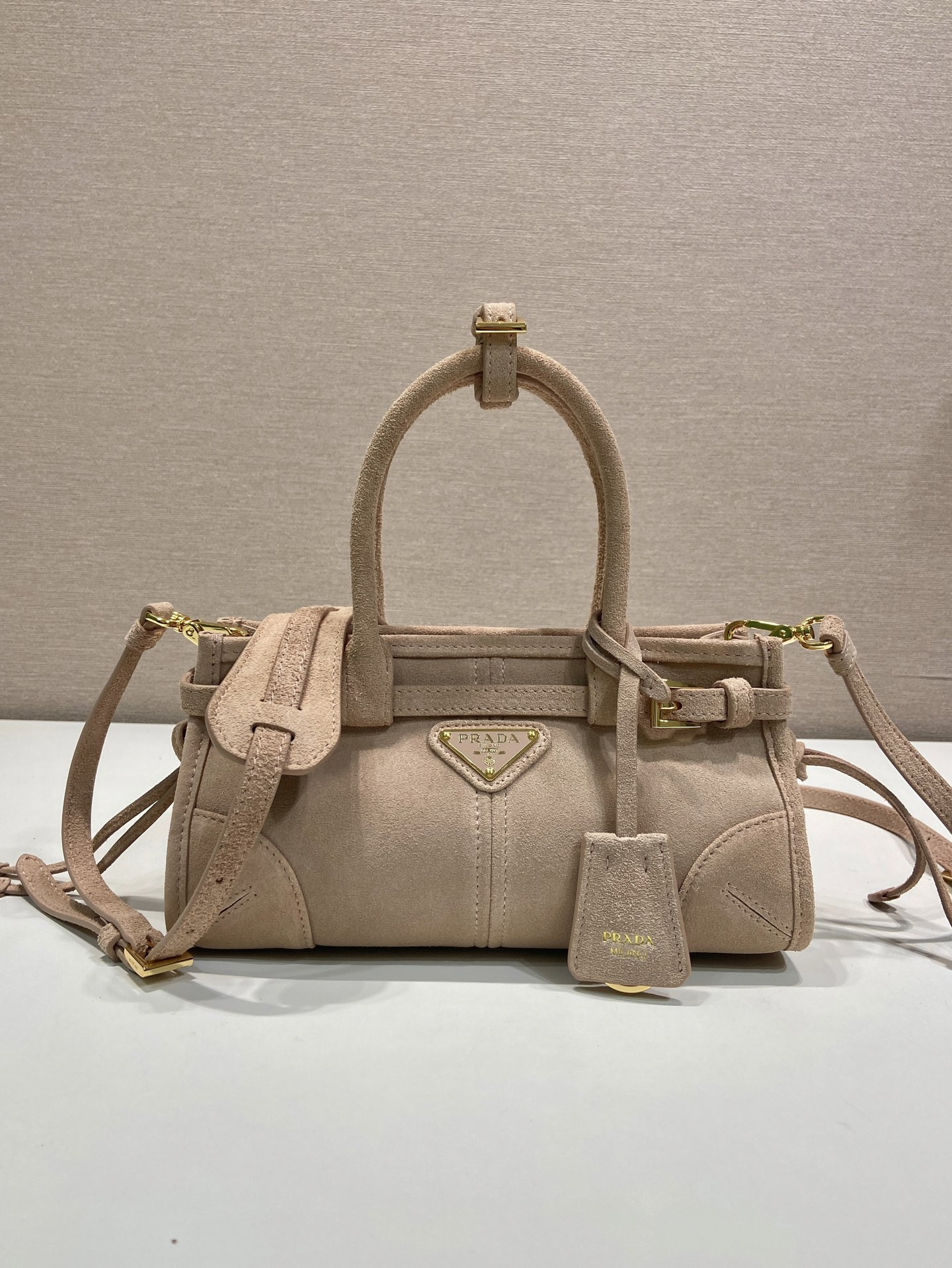 Pra*a Bonnie Suede Handbag-23.5*12*9CM