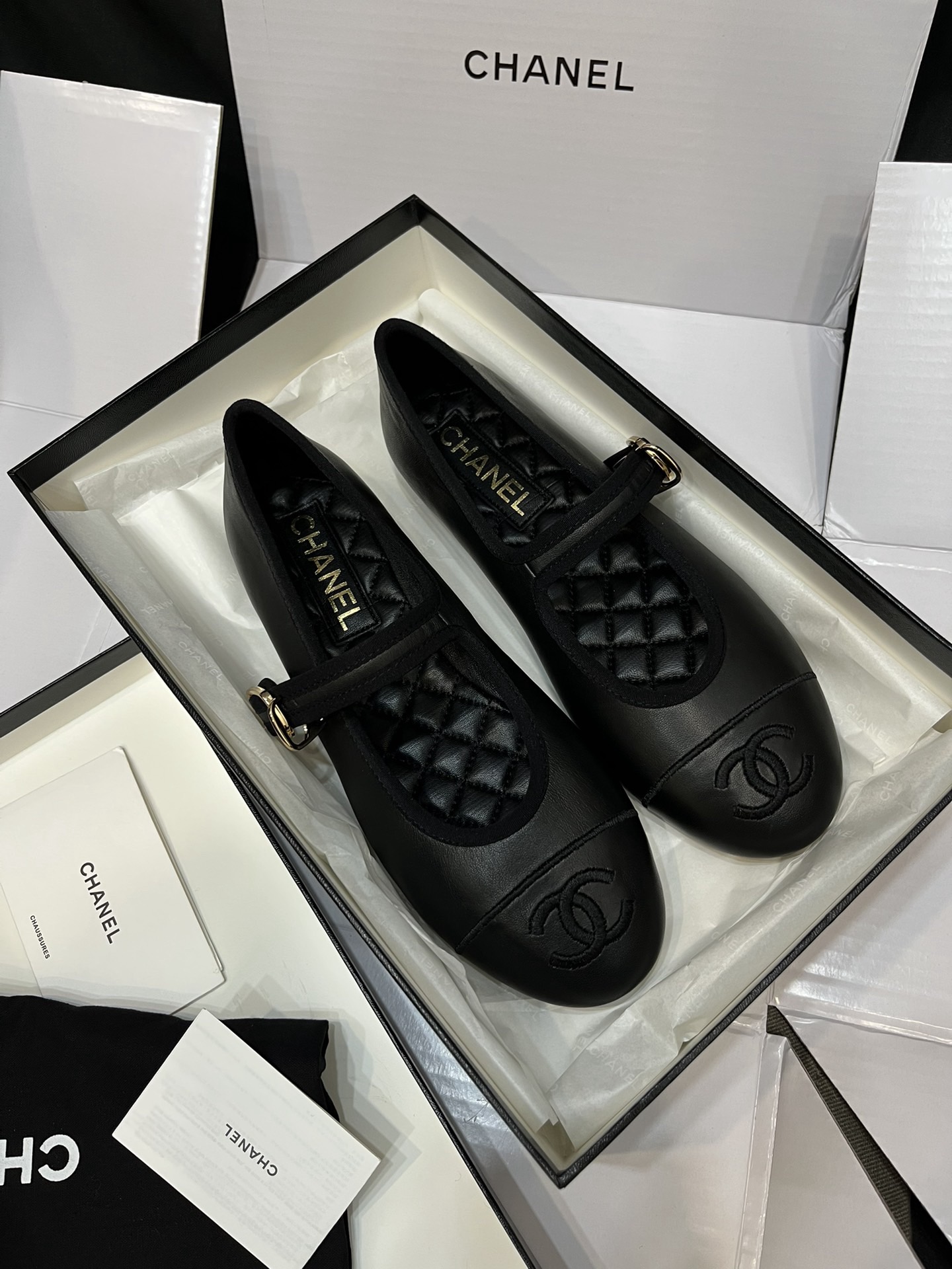 Cha*el Lambskin Mary Jane Flats