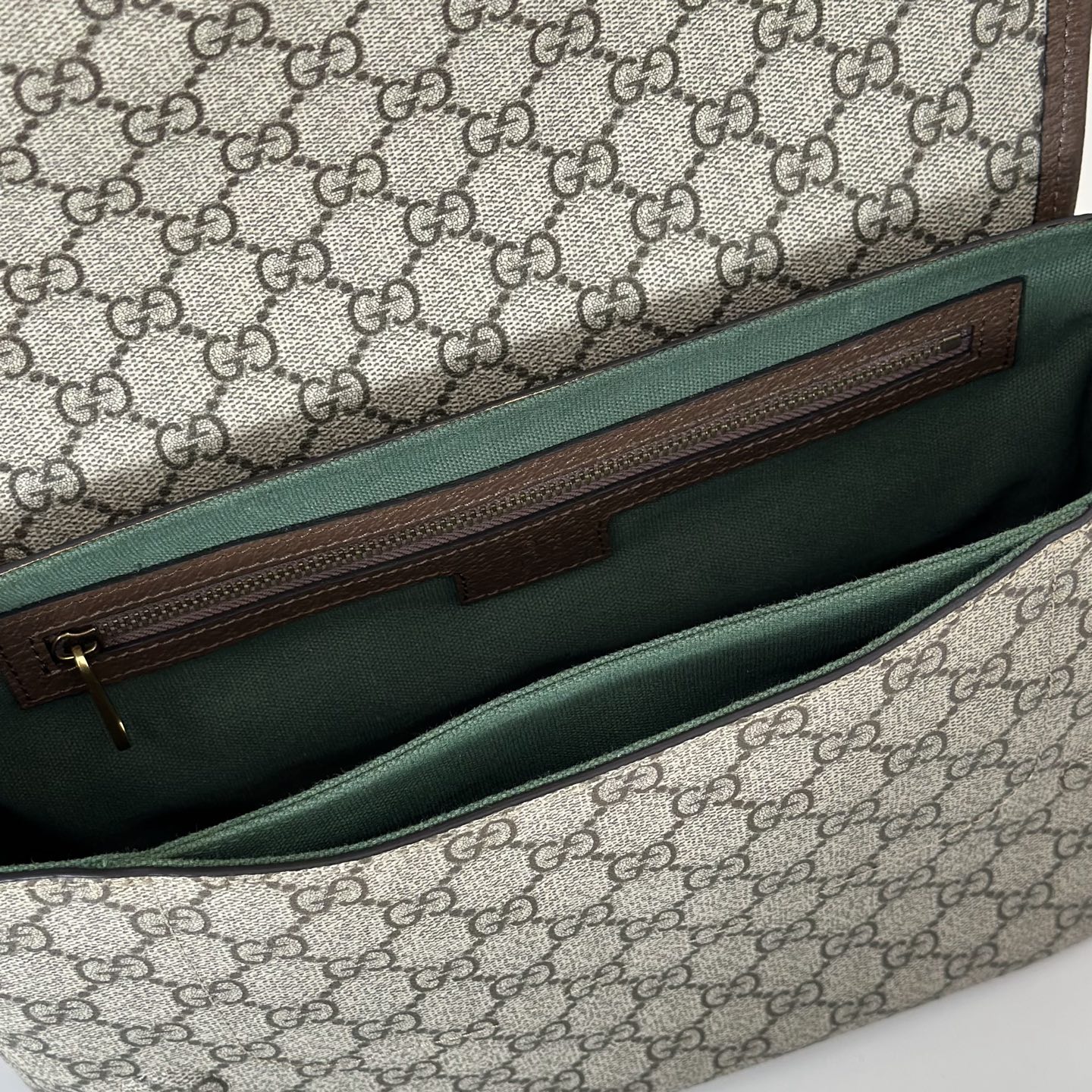 Gv*c*i Ophidia Medium Messenger Bag In Beige And Dark Brown -29.5*20*8CM