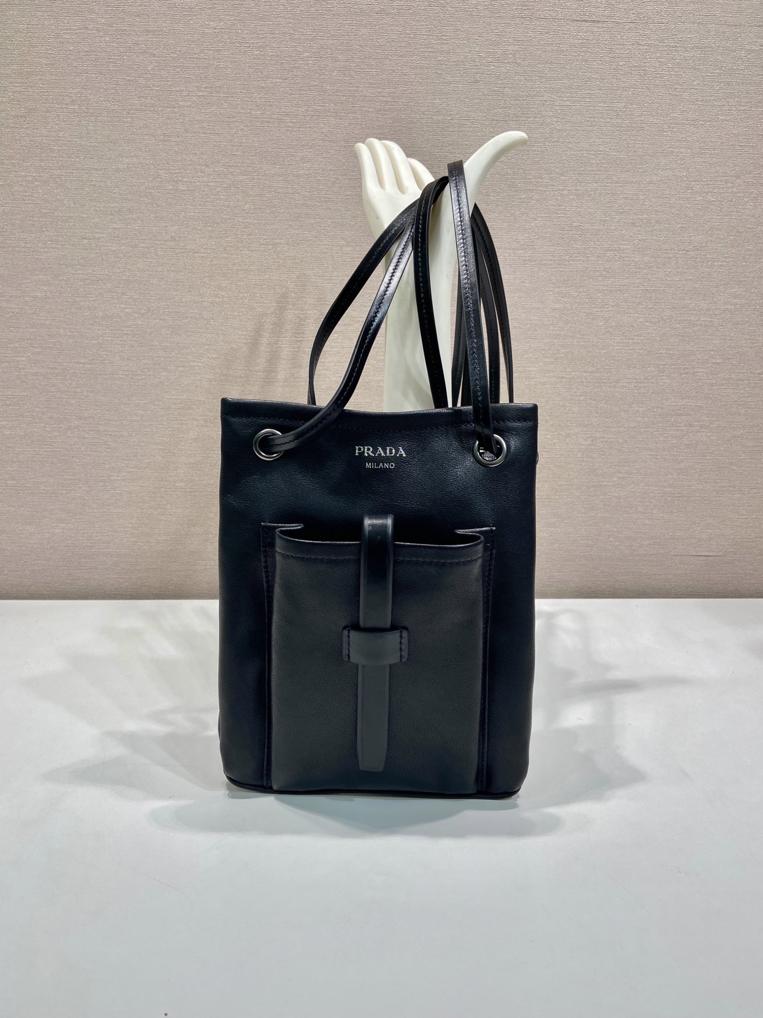 Pra*a Cocoa Brown Leather Shoulder Bag-1BC293-25*24CM