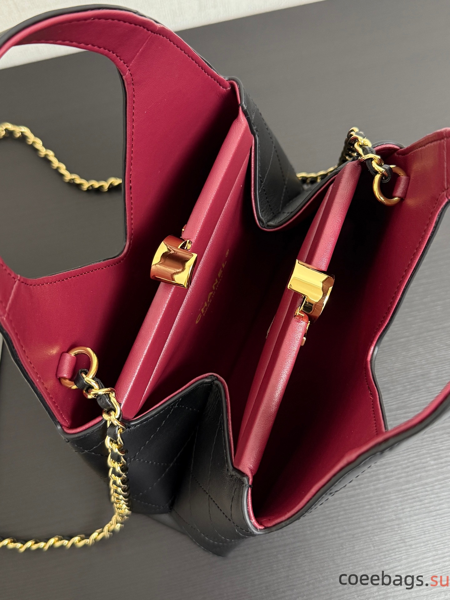 Ch@nel Calfskin Chic Lady Small Shopping Tote Black22*25*7.5CM