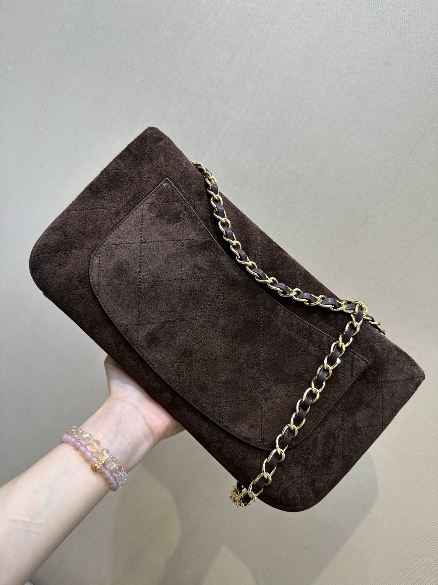 Cha*nel Grained Calfskin Small Souplissimo Maxi Flap-32CM