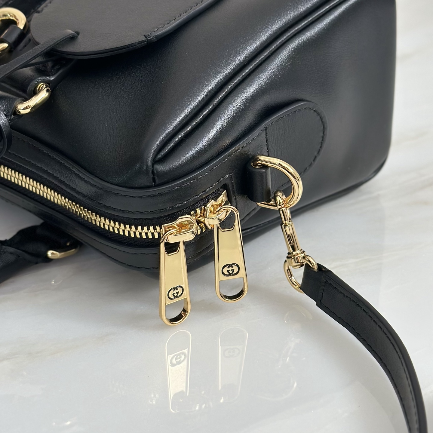 Gvc*1 Borsetto Medium Soston Bag In Black Leather-28*15*10CM