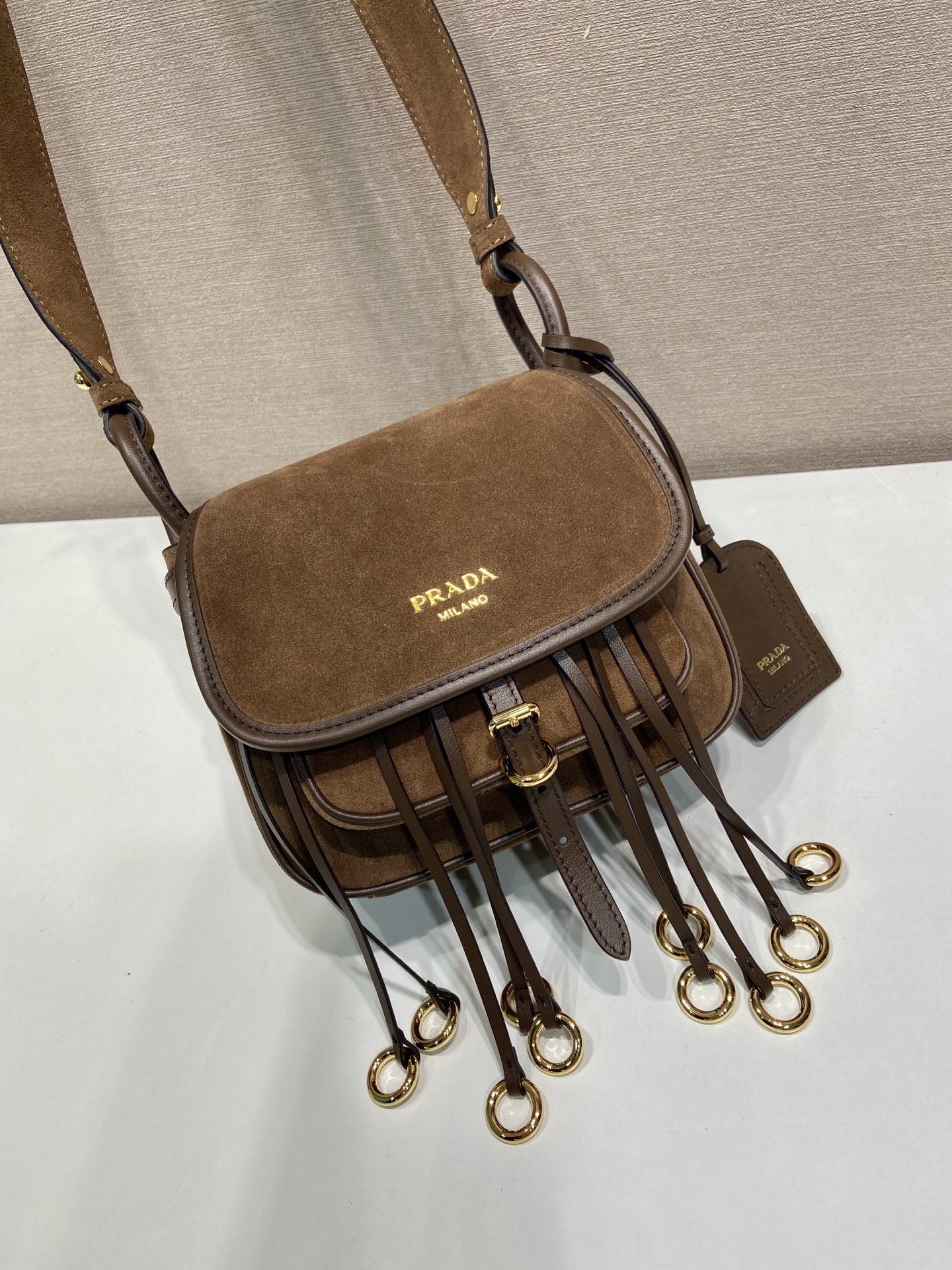 Pra*a Corsaire Aged Shoulder Bag-19.5*16.5*6CM